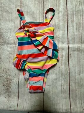 Girls Multicolor Striped Ruffle One-Piece Swimsuit Cat & Jack 18 Mo